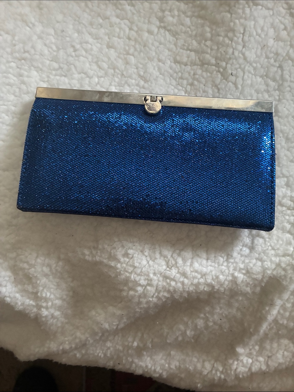 Sparkling Blue Sequin Frame Clutch
